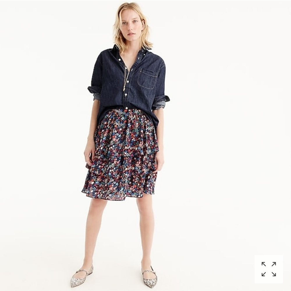 Tiered skirt in kaleidoscope star print J. crew
